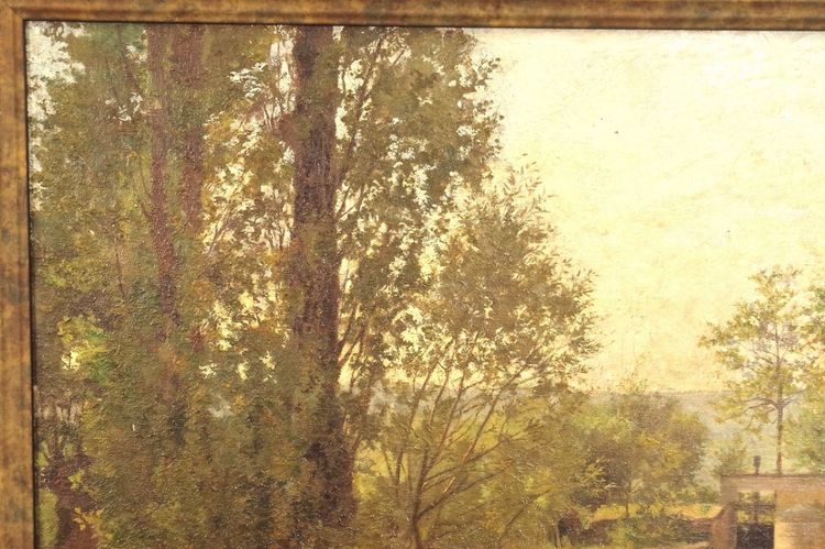 Paul Grégoire – Flussufer, Öl auf Leinwand