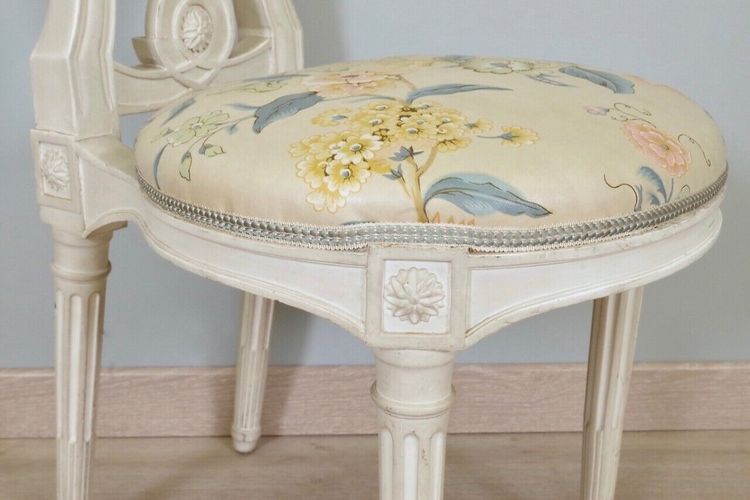 Pair of small Louis XVI lacquered chairs, in the style of Jacob