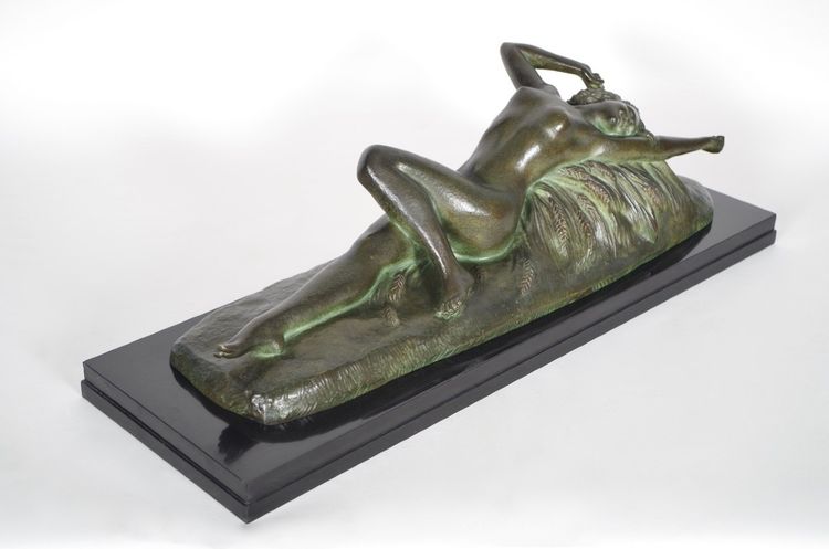 Henri André Brochard (1875-1960) Nu aux épis de blé, bronze Art déco