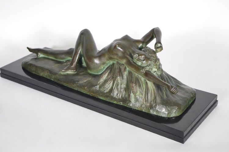 Henri André Brochard (1875-1960) Nu aux épis de blé, bronze Art déco