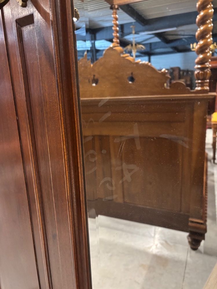 Gothic coat rack with mirror in carved walnut, circa 1900