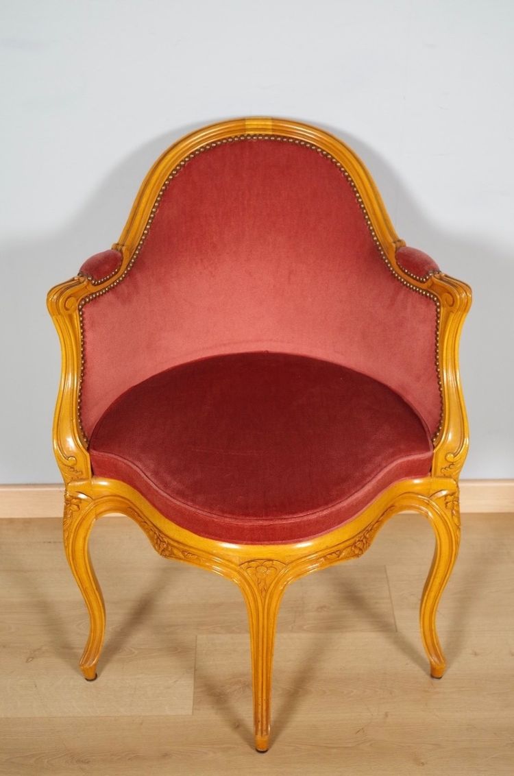 Louis XV style office chair in carved beechwood, circa 1950