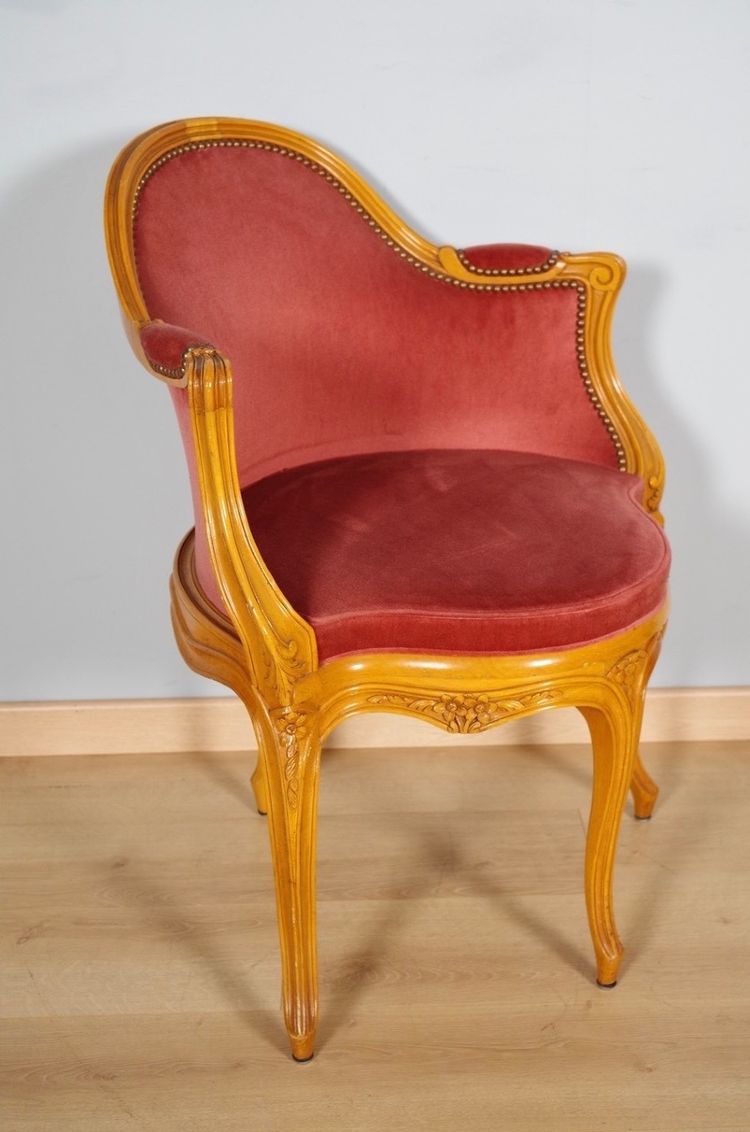 Louis XV style office chair in carved beechwood, circa 1950