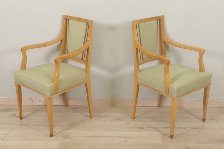 Paire de fauteuils Art Déco en sycomore, dans le goût de Jean Desnos