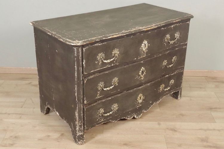 Commode Louis XIV relaquée grise – vers 1710