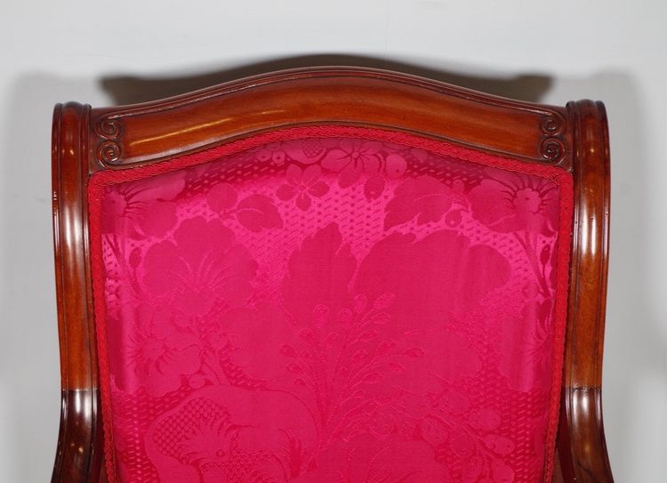 Pair of Louis-Philippe armchairs in carved mahogany, circa 1840