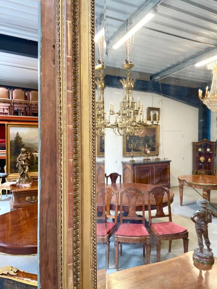 Important miroir Louis XVI en bois et stuc doré – vers 1880