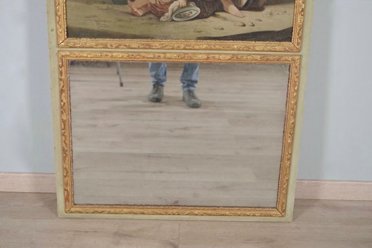 Trumeau Louis XIV à la Bérain, huile sur toile dans le goût de François Boucher