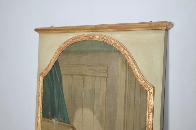 Trumeau Louis XIV à la Bérain, huile sur toile dans le goût de François Boucher