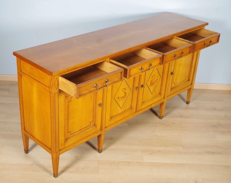 André Mailfert, Directoire-style cherrywood sideboard, circa 1950