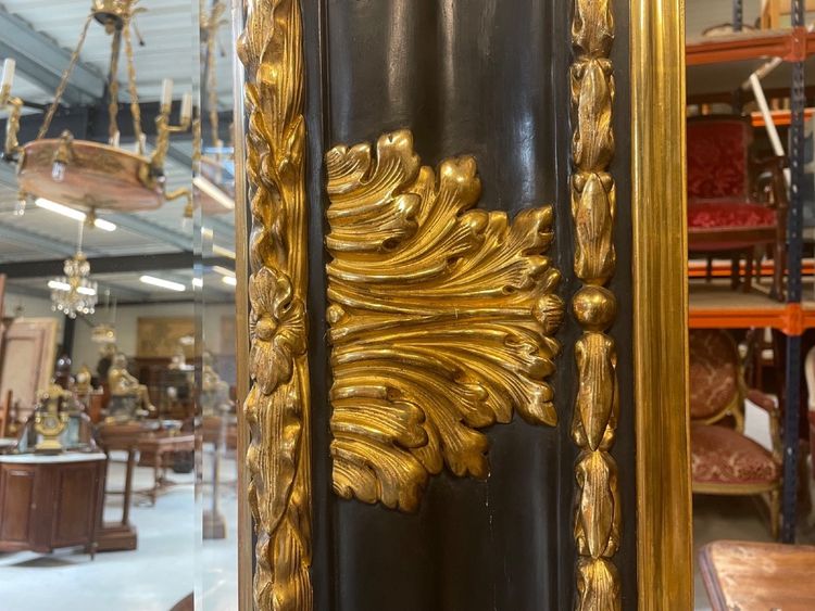 Grand miroir Louis XIV en bois noirci et doré, vers 1880