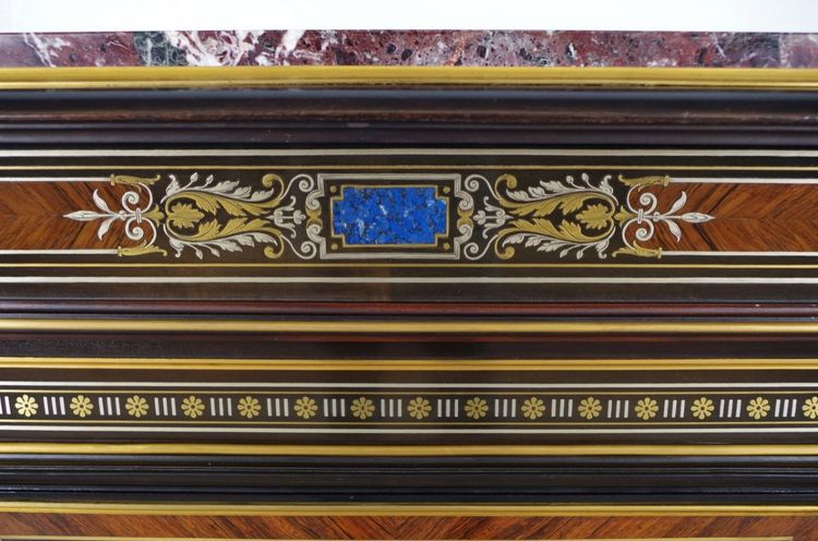 Außergewöhnlicher Beistelltisch aus der Zeit Napoleons III. mit Intarsien aus Messing und Lapislazuli, um 1860