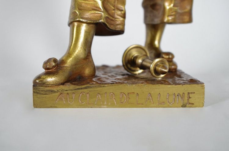 Eutrope Bouret, "By the Light of the Moon", bronze with a golden patina