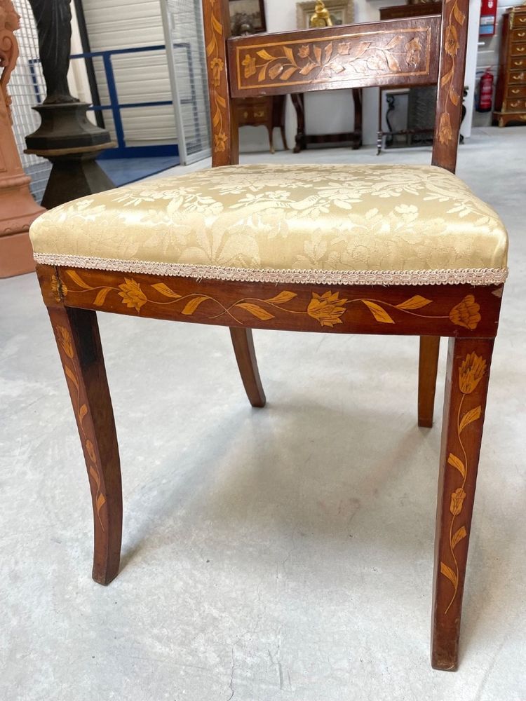 Pair of Dutch mahogany and marquetry chairs, 19th century