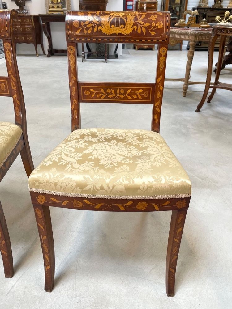 Pair of Dutch mahogany and marquetry chairs, 19th century