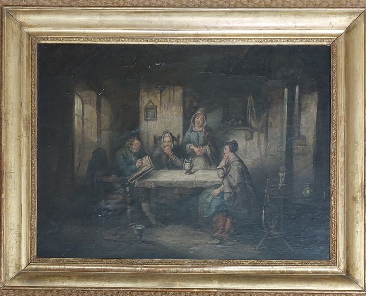 Anonymous - Reading the Bible - 19th century - oil on canvas - Protestantism