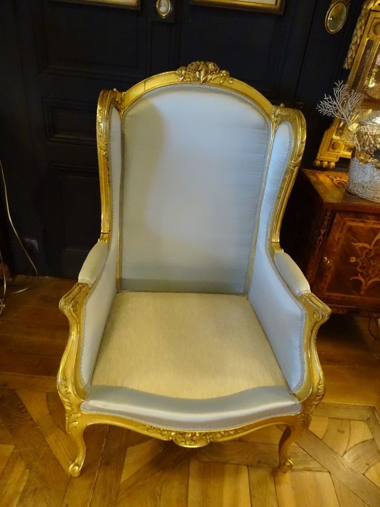 Gilded Wooden Wingback Chair