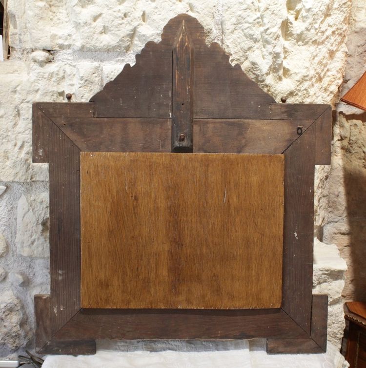 Miroir porte-manteaux en laiton repoussé décor de nymphes et rocailles fin 19ème siècle