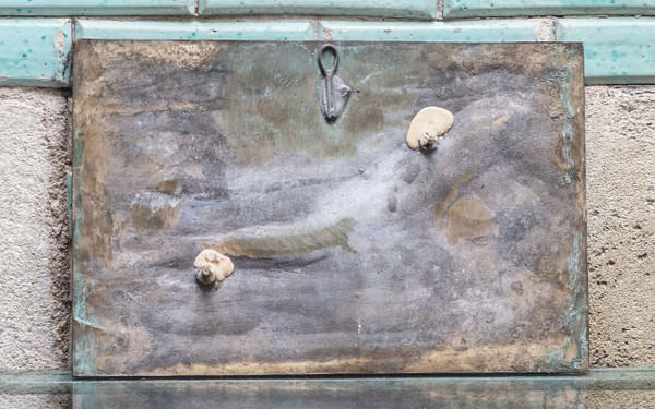 Piastra posteriore di bronzo di donna nuda