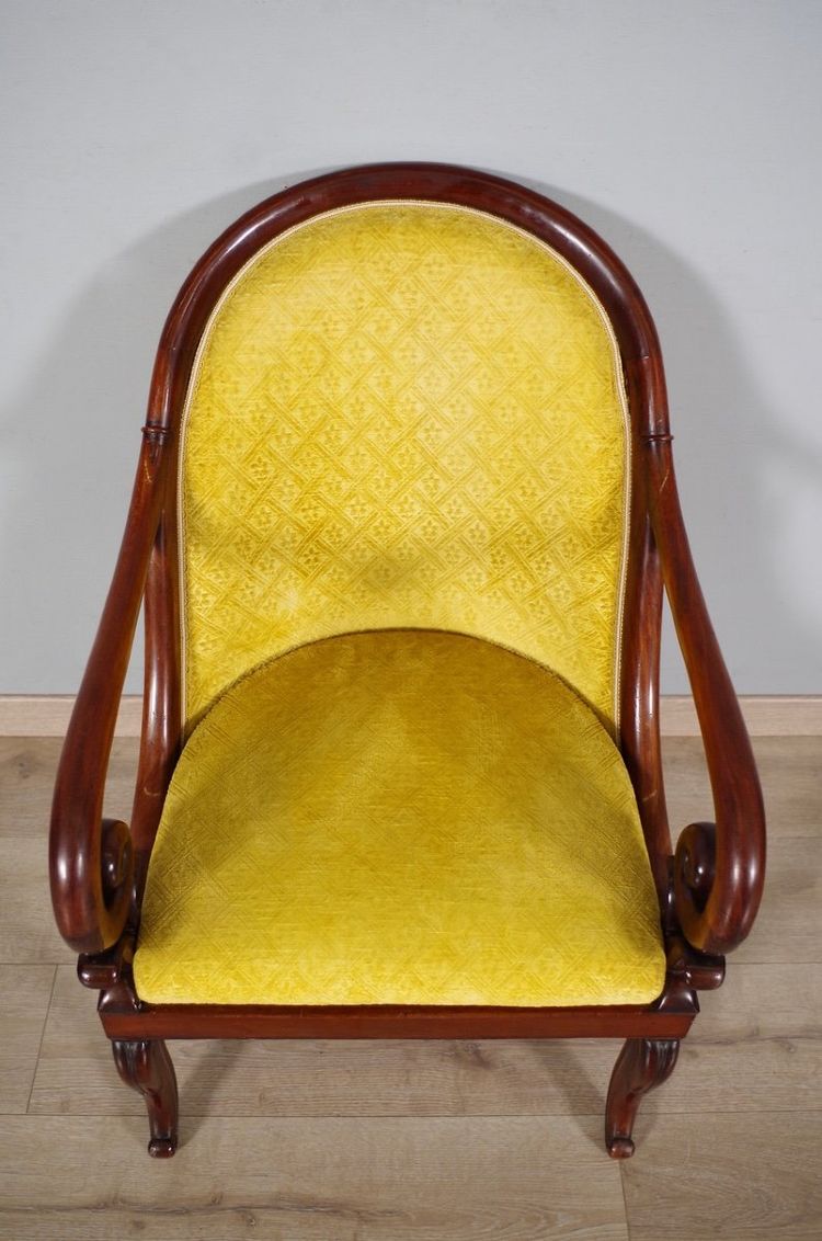 Pair of Charles X mahogany gondola armchairs, circa 1830