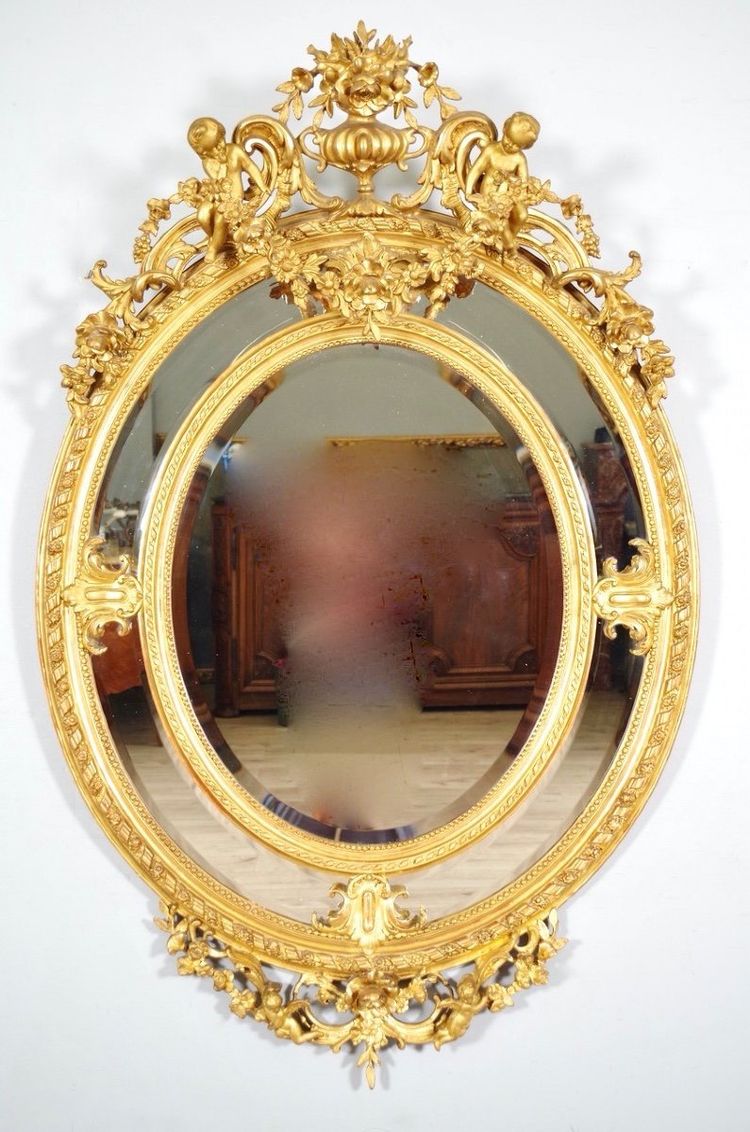 Miroir à parecloses Louis XVI en bois doré, époque Napoléon III