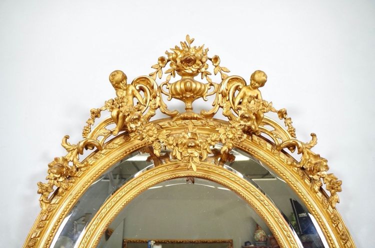 Miroir à parecloses Louis XVI en bois doré, époque Napoléon III