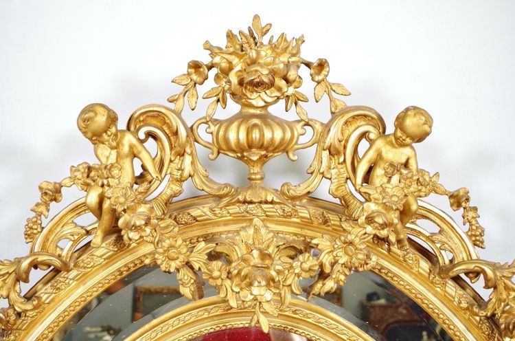 Miroir à parecloses Louis XVI en bois doré, époque Napoléon III
