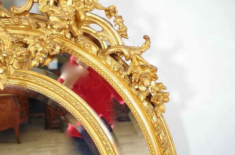 Miroir à parecloses Louis XVI en bois doré, époque Napoléon III