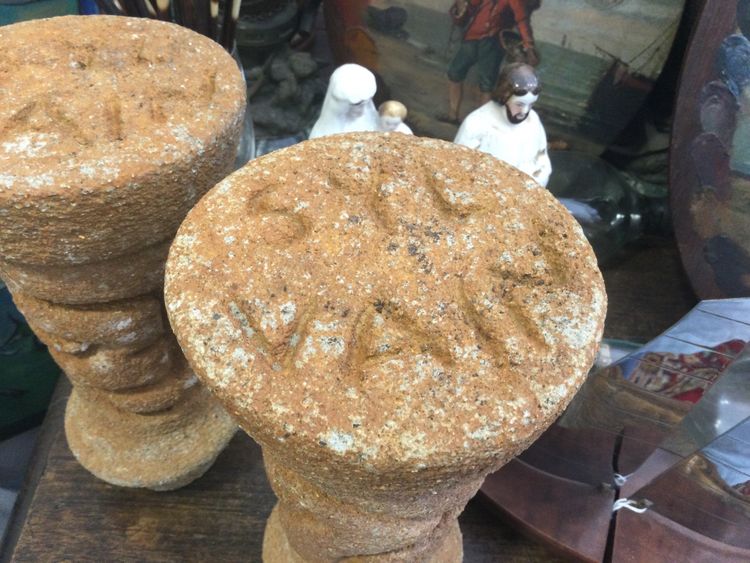 Art Brut. Pair of candlesticks signed SYLVAIN