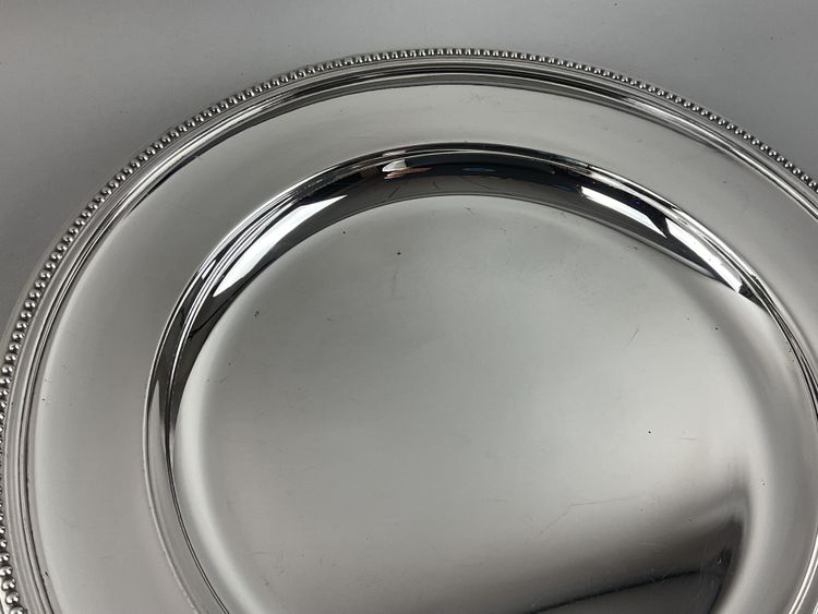 Christofle round serving platter, pearl pattern