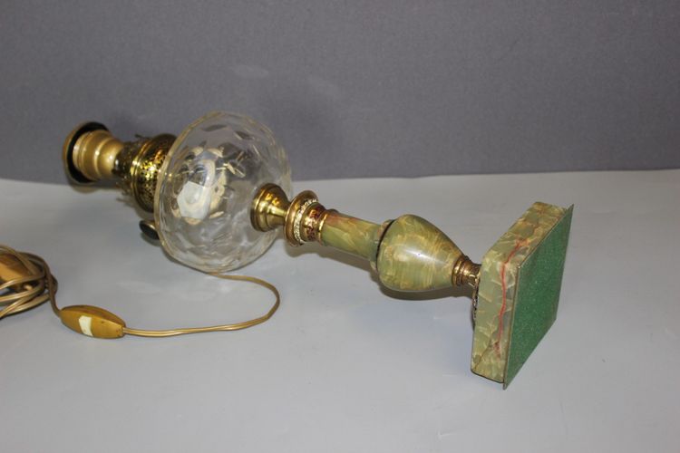 Napoleon III Oil Lamp in Onyx and Cloisonné Enamel