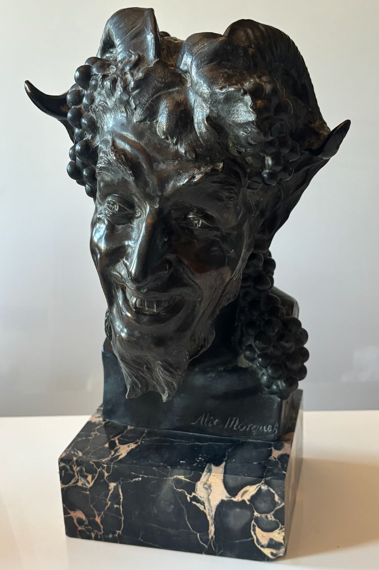 Alix MARQUET (1875-1939). Grande tête de faune en bronze. Signé. Hauteur : 38 cm