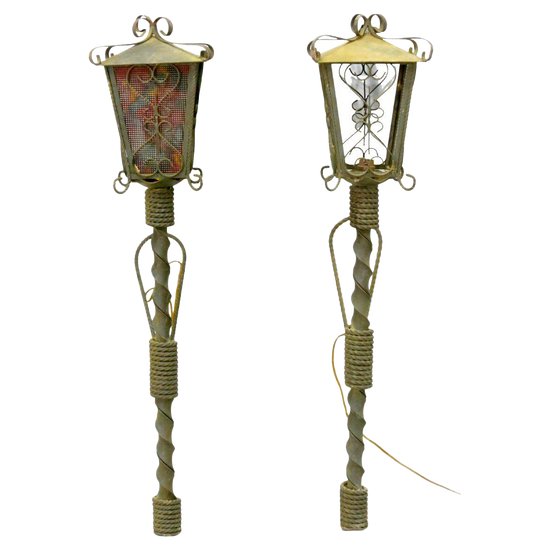 Pair Of Wrought Iron Sconces In The Taste Of Poillerat