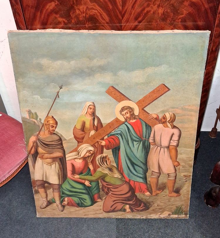 Stations of the Cross – Jesus Meets the Holy Women of Jerusalem Oil on canvas, 19th century