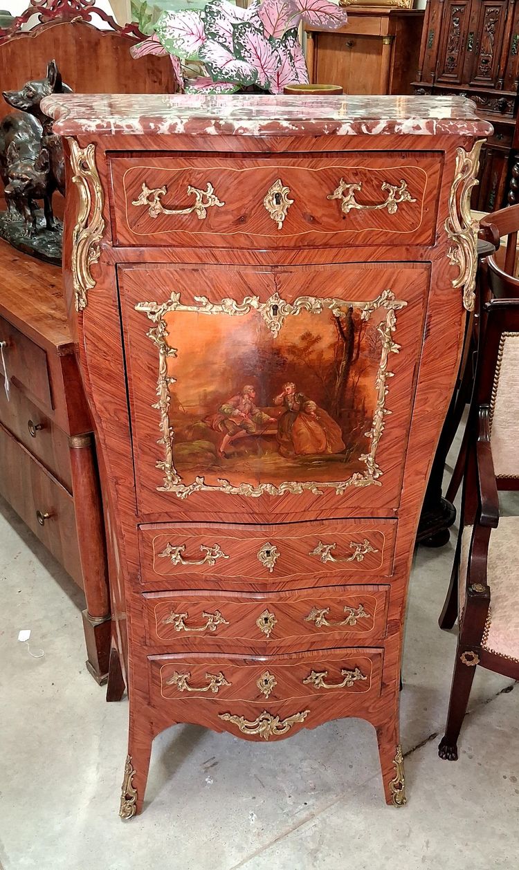 Lady's secretary desk, Louis XV Transition style – Rosewood and Violetwood marquetry