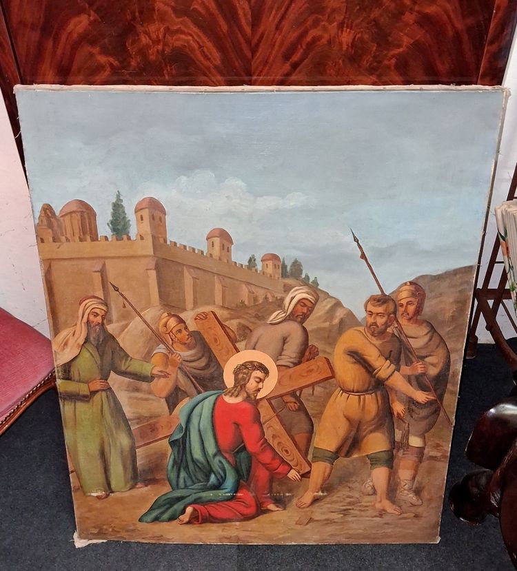 Stations of the Cross – Jesus Falling Under the Cross (Third Station), 19th century