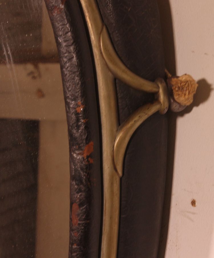 miroir formé à partir d'un harnais de cheval en cuir