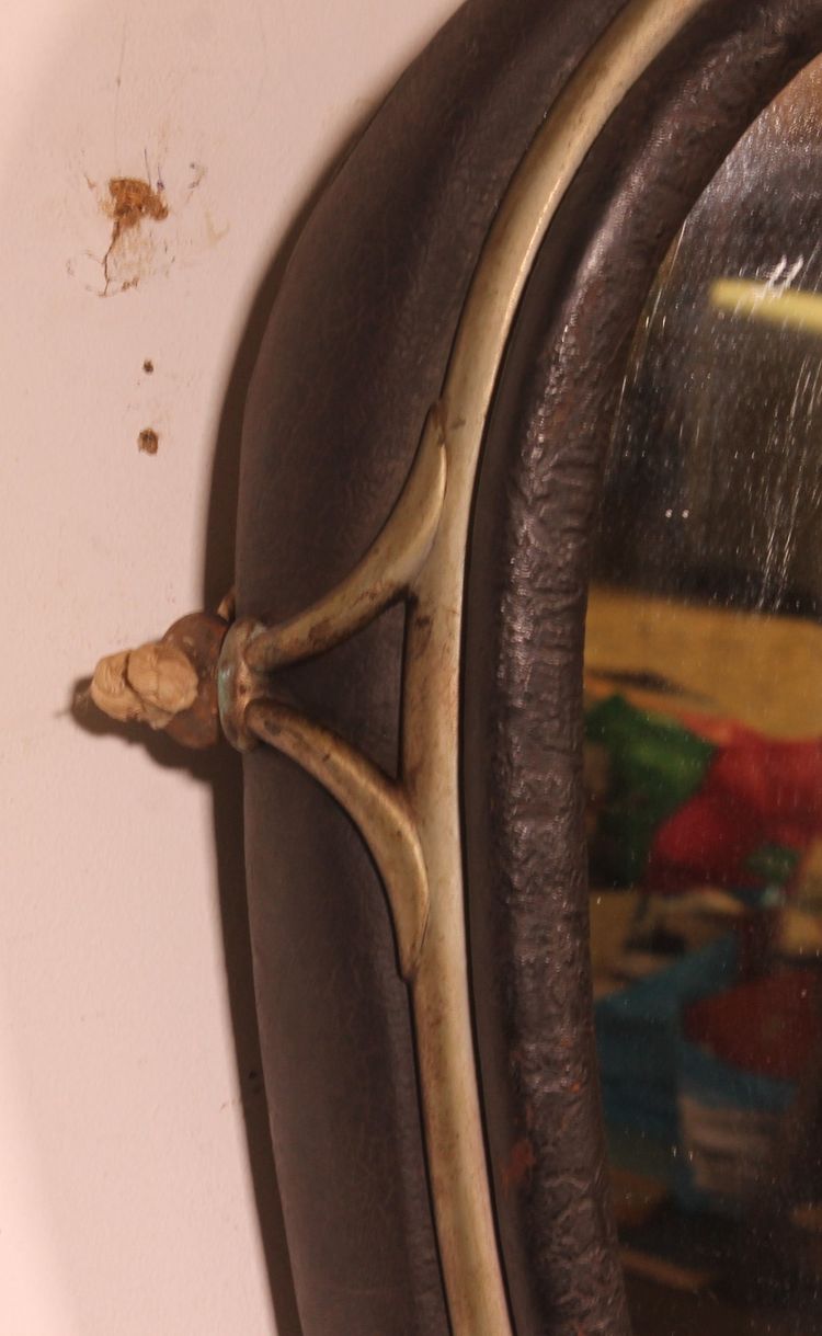 miroir formé à partir d'un harnais de cheval en cuir