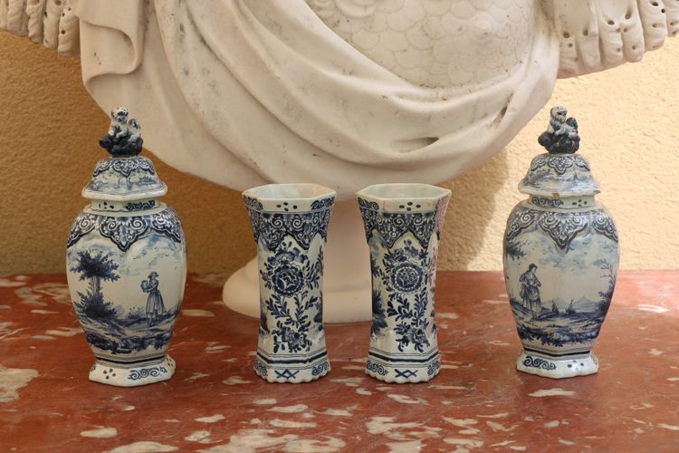 Set of four Delftware vases