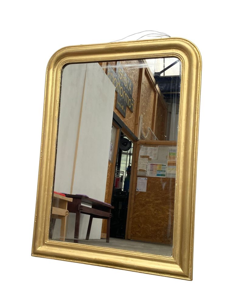 Large Louis Philippe Mirror in Gilded Wood, 93 cm x 114 cm, 19th century