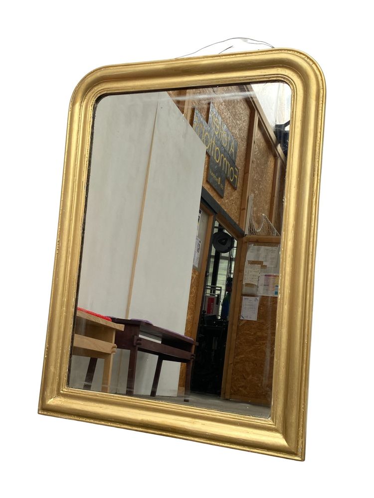 Large Louis Philippe Mirror in Gilded Wood, 93 cm x 114 cm, 19th century
