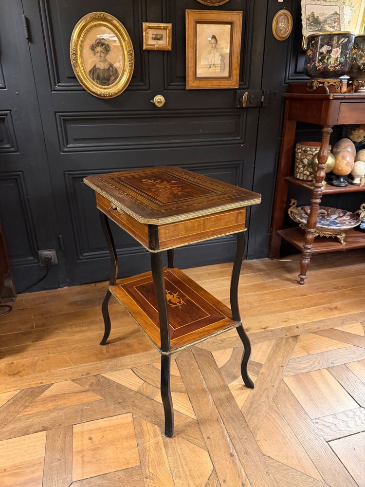 19th-century marquetry panel depicting a bird