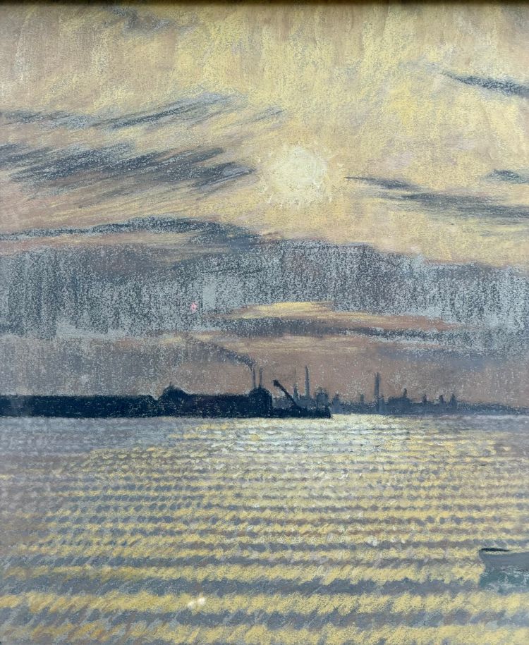 William Henry INNES (1905–1999) - Sunset over an industrial port, circa 1930