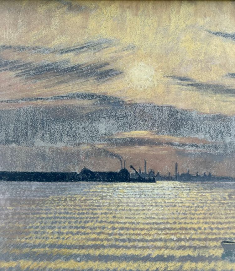 William Henry INNES (1905–1999) - Sunset over an industrial port, circa 1930