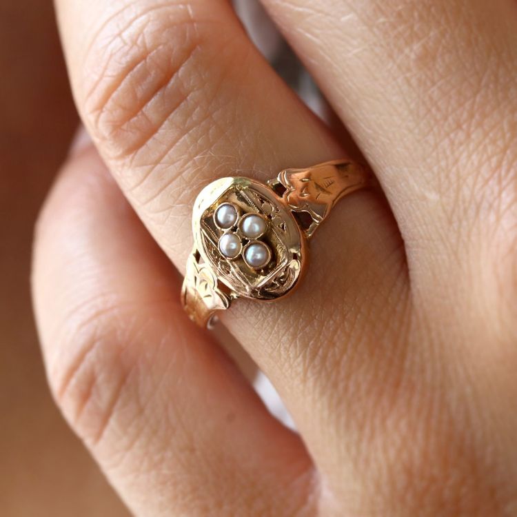 Bague perles fines 19ème siècle
