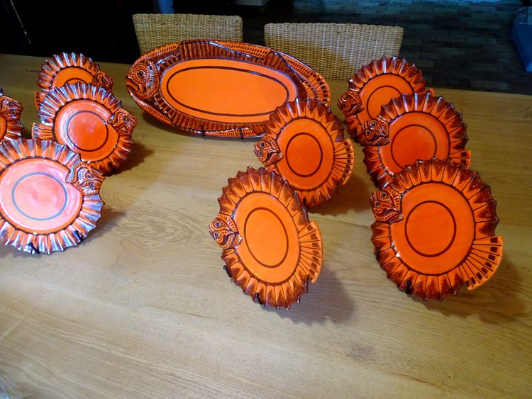 Henriot Quimper Vintage Fish Set, circa 1970