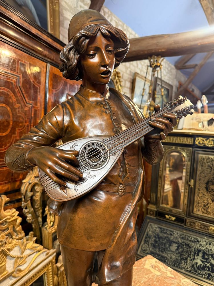 BRONZE de Paul DUBOIS (1829 – 1905) CHANTEUR FLORENTIN