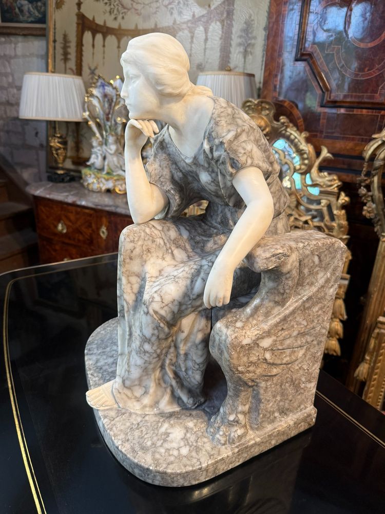 MARBLE SCULPTURE "THE THINKER," attributed to Ulysse Gemignani