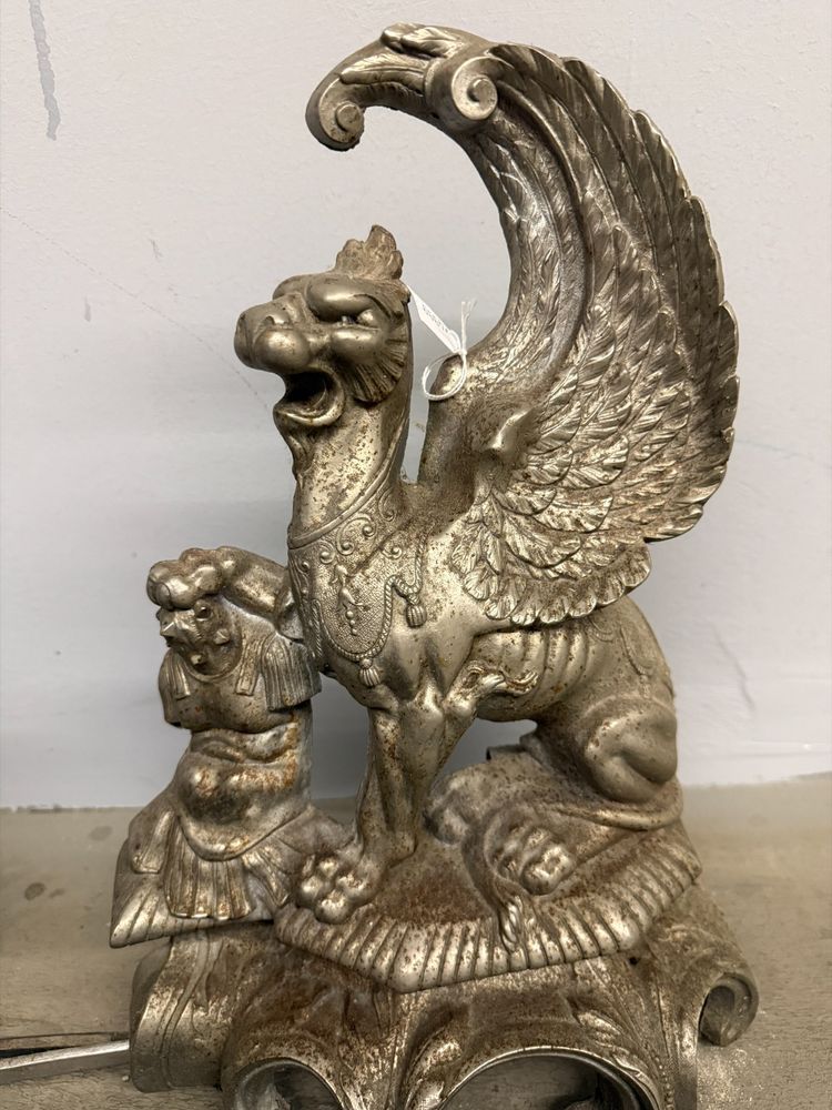 Antica coppia di alari, Francia XIX sec, 15x71cm