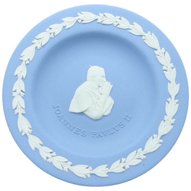 Seltene Wedgwood-Jasperware-Gedenkschale mit dem Bildnis von Papst Johannes Paul II.